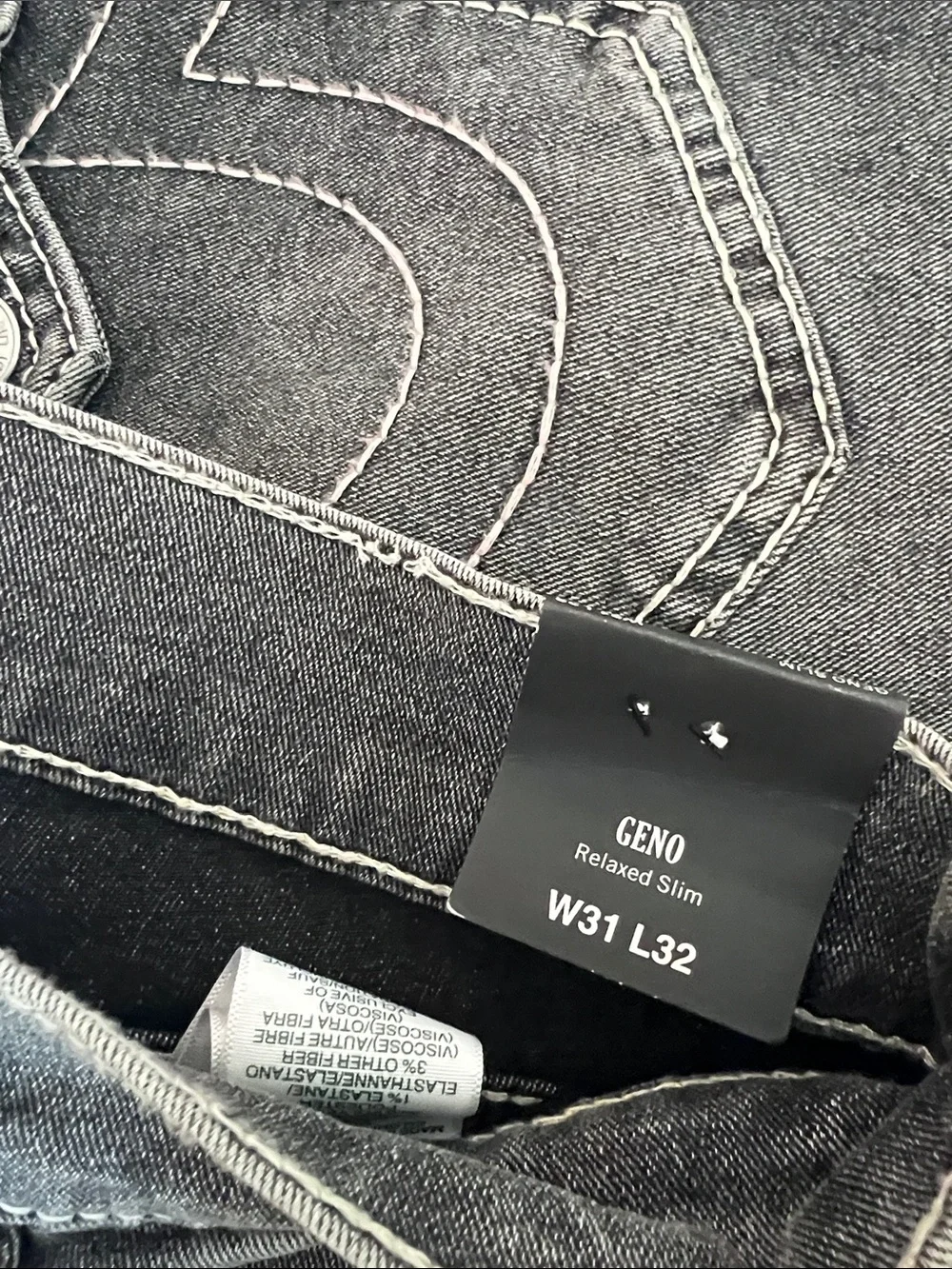 True Religion GENO Gray Washed Back Pocket Jeans